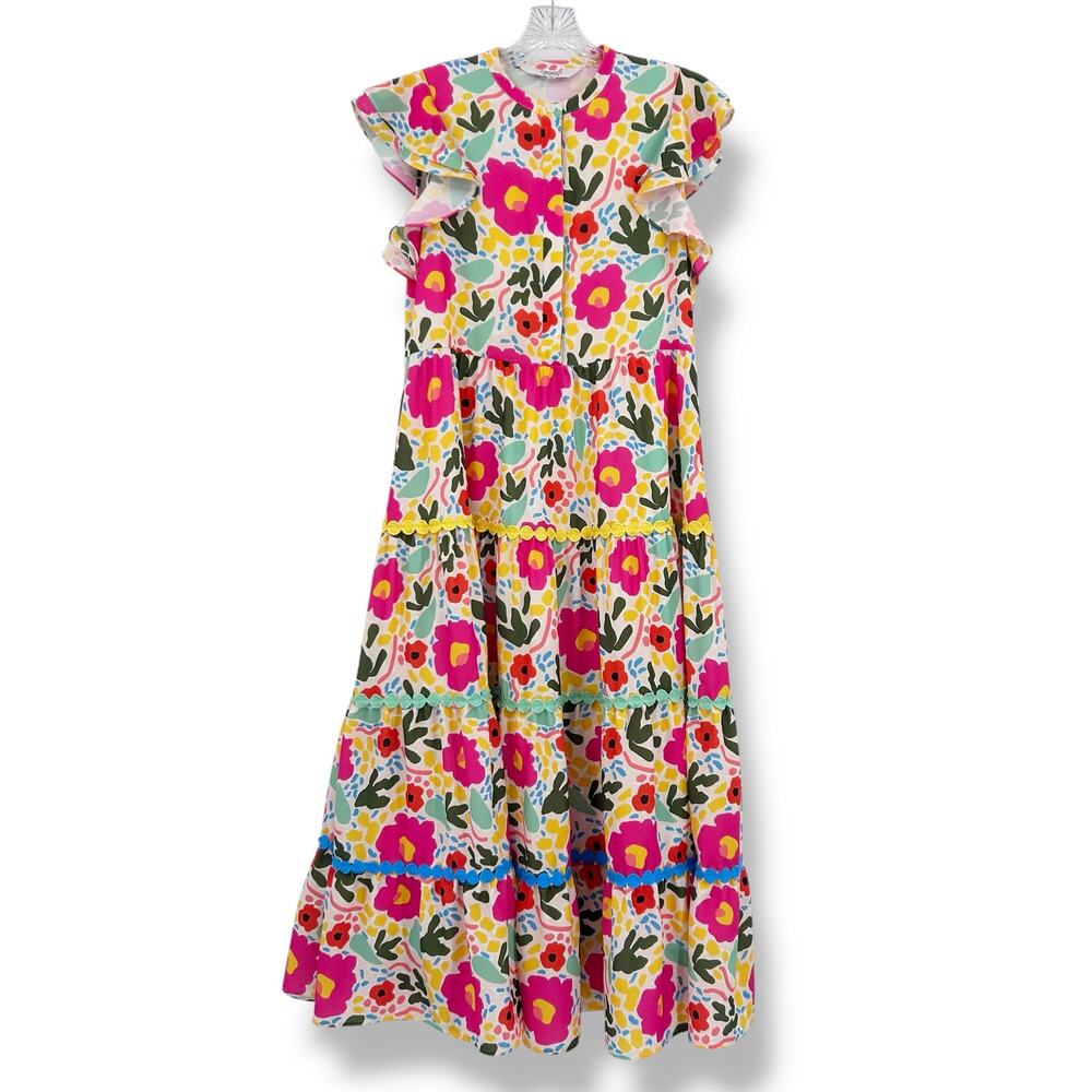 Crosby by Mollie Burch Pink Napa Maxi Dress Monet’s Garden Floral XS Spring - Picture 3 of 12